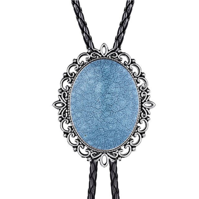 Collar de cordón de cuero con corbata de bolo de esmeralda con patrón hueco Corbata de bolo de vaquero occidental americano Corbatas de lazo para hombres y mujeres