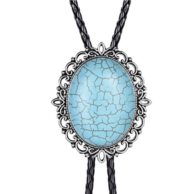 Collar de cordón de cuero con corbata de bolo de esmeralda con patrón hueco Corbata de bolo de vaquero occidental americano Corbatas de lazo para hombres y mujeres