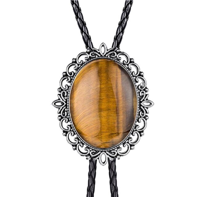 Collar de cordón de cuero con corbata de bolo de esmeralda con patrón hueco Corbata de bolo de vaquero occidental americano Corbatas de lazo para hombres y mujeres