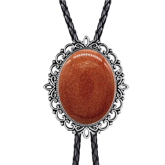 Collar de cordón de cuero con corbata de bolo de esmeralda con patrón hueco Corbata de bolo de vaquero occidental americano Corbatas de lazo para hombres y mujeres