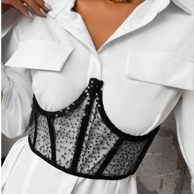 Cinturón bajo el busto con corsé sexy para mujer, corsé moldeador de curvas