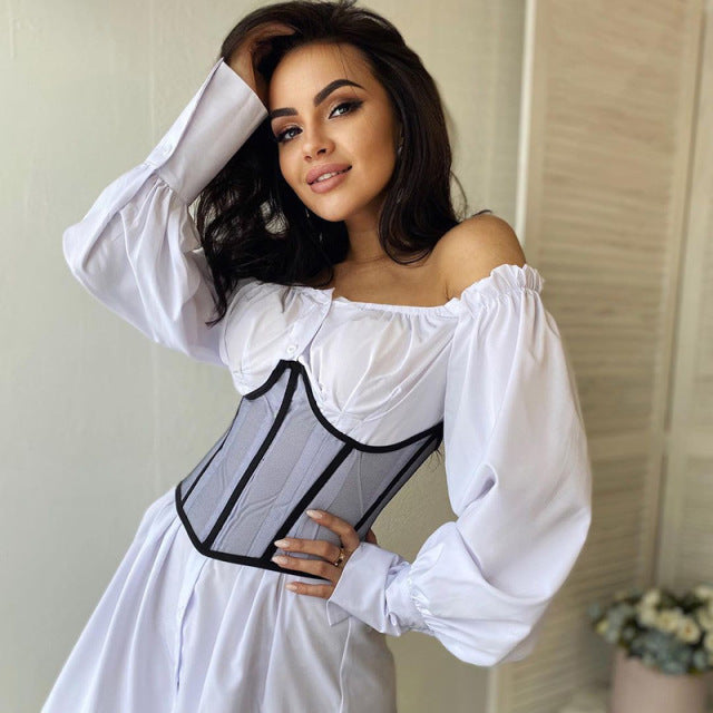 Cinturón bajo el busto con corsé sexy para mujer, corsé moldeador de curvas