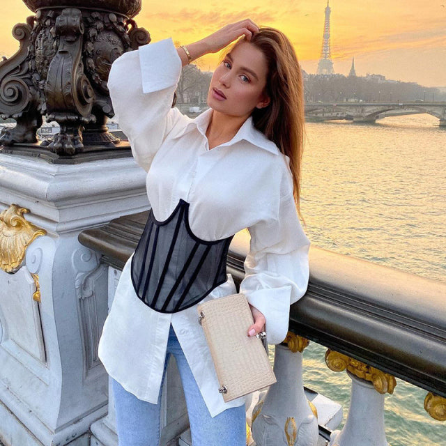 Cinturón bajo el busto con corsé sexy para mujer, corsé moldeador de curvas