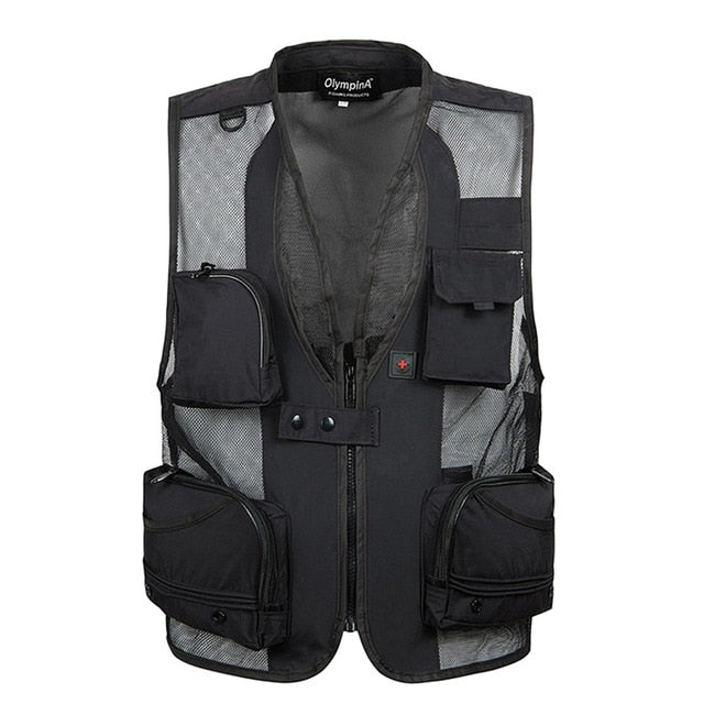 Men XL-5XL Casual Travel Photographer Utility Outerwear Varsity Multi Pocket