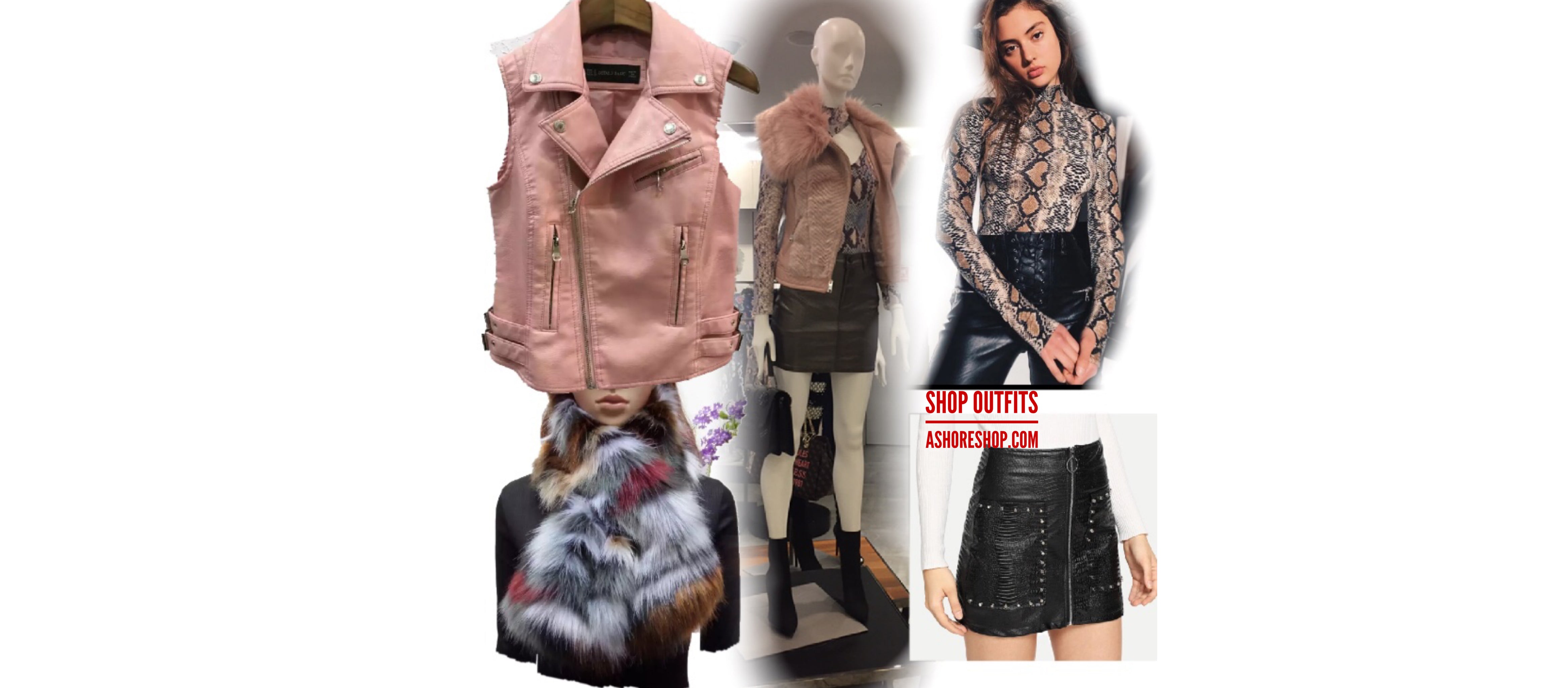 Ashoreshop fall winter women outfits pink leather vest