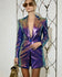 Striking metallic long blazer dress with a deep V-neck