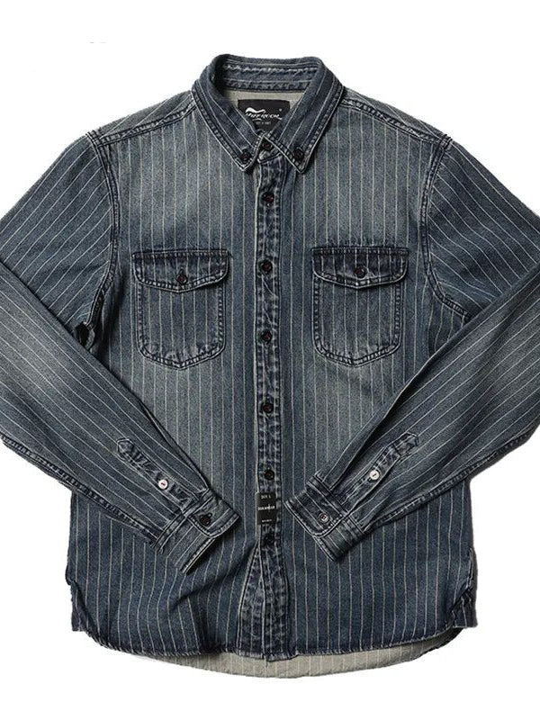 2023-Innovative-Denim-New-Arrival-Stripe-Denim Full Turn-down-Collar--1-Stitch-Striped-Men-Casual-Shirts