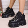 Metallic trim women motorcycle biker sneakers