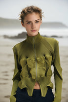 ASHORE_Ripple_Stretch_elegant_women_s_pleated_shirt_zipper_front_cardiga-2