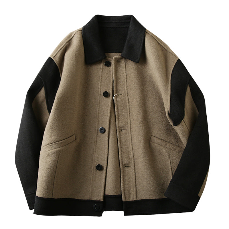Ashore-Mens-Shop-spring-and-autumn-short-la-1pel-contrast-woolen-jacket-coat