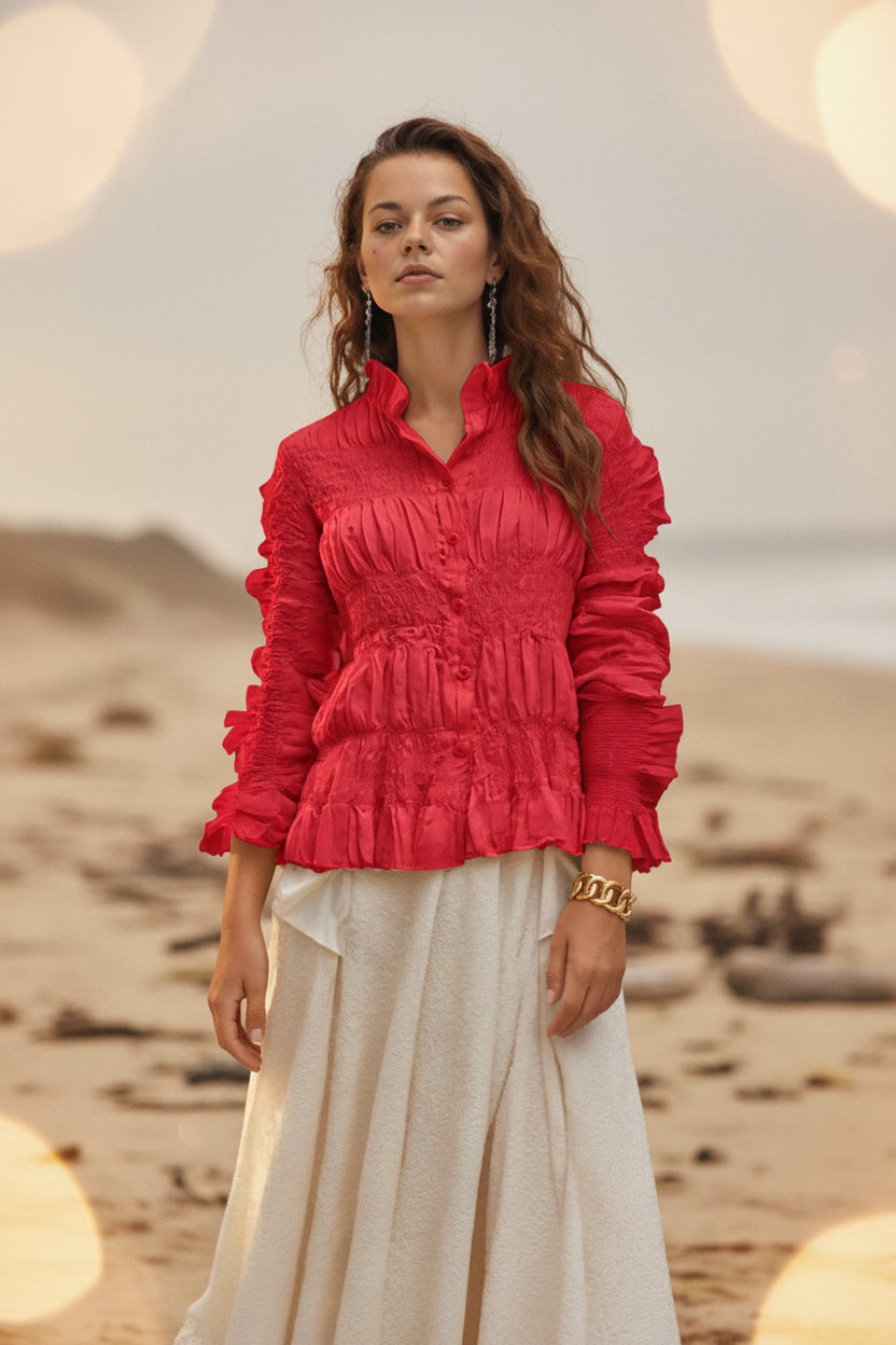 Ashore-Ripple-Stretch-Pleated Shirt