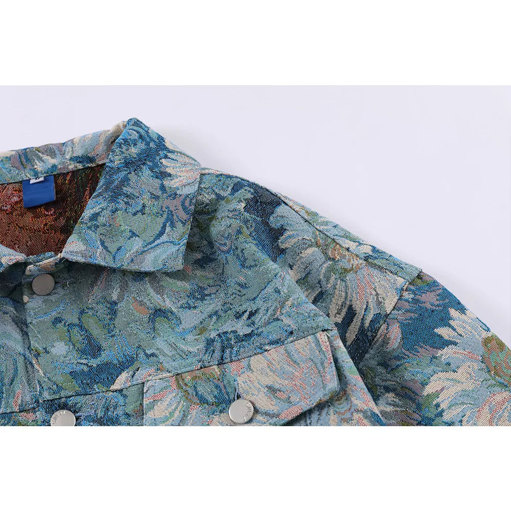 Men's Oversized Paisley Jacquard Denim Jacket