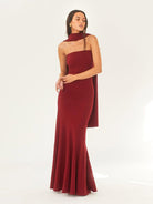 Ashore-Shop-Red-Knitted-Strapless-Midi Dress-With-Scarf-Sexy-dresses-6