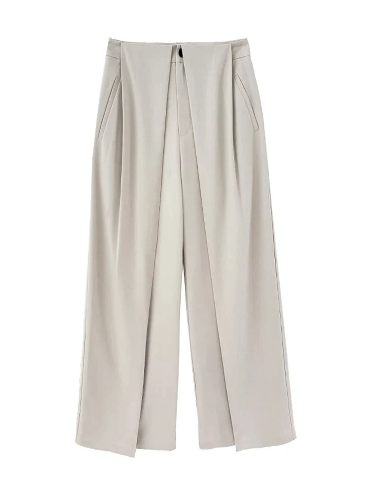 Ashore-ShopLoose-Pants-For-Women-High-Waist-Full-Length-Patchwork-Folds-Wide-Leg-Pant-2