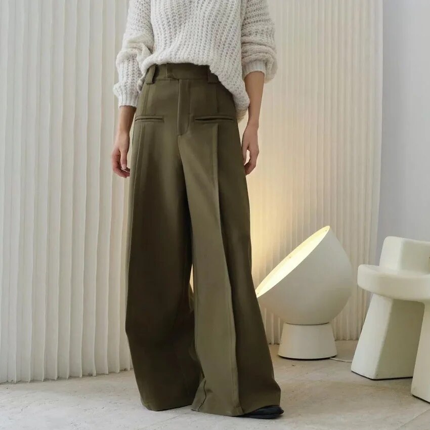 AshoreShop-2023-Spring-New-Women-Solid-Color-Button-High-Waist-Long-Trousers-3