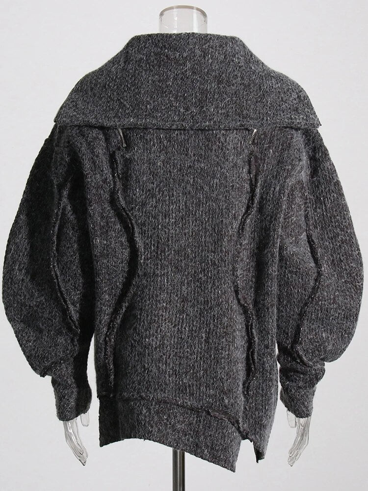Ashore Boutique Zipper Off Shoulder Sweater For Women-4