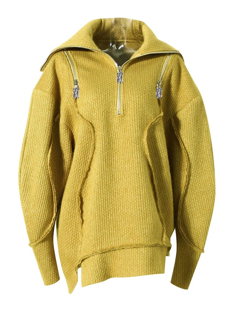 Ashore Boutique Zipper Off Shoulder Sweater For Women-1