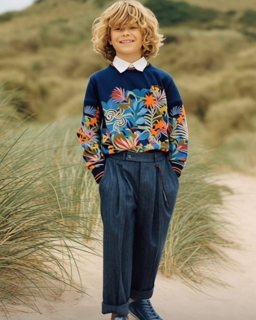 Ashore_Father_Son_Family_Seashore_Vacation_Long_Sleeve_tropical_Pattern_Cotton_Sweatshirt-3