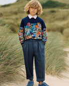 Ashore_Father_Son_Family_Seashore_Vacation_Long_Sleeve_tropical_Pattern_Cotton_Sweatshirt