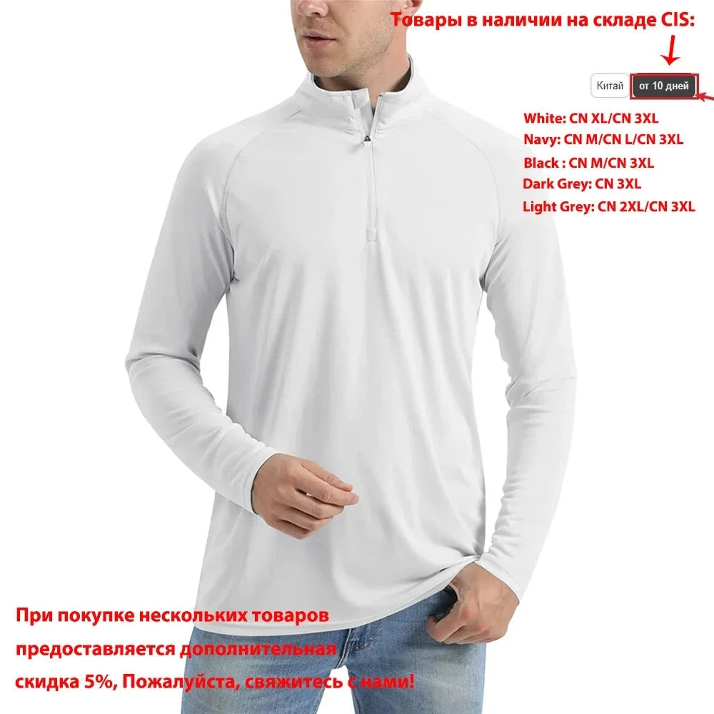 Ashore Mens Shop UPF 50+ T-shirts Men's 1/4 Zip &nbsp;UV Protection Long Sleeve T shirts-16