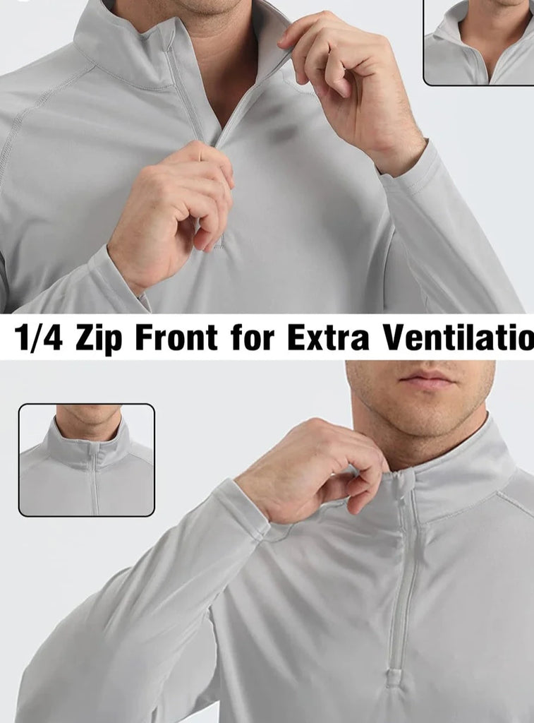 Ashore Mens Shop UPF 50+ T-shirts Men's 1/4 Zip &nbsp;UV Protection Long Sleeve T shirts-19