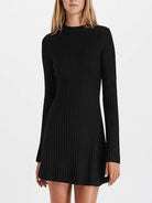 Ashore Shop-Womens-Solid-Ribbed-Knitted-Dress-Fashion-O-Neck-Long-Sleeve-Midi-Dresses-4