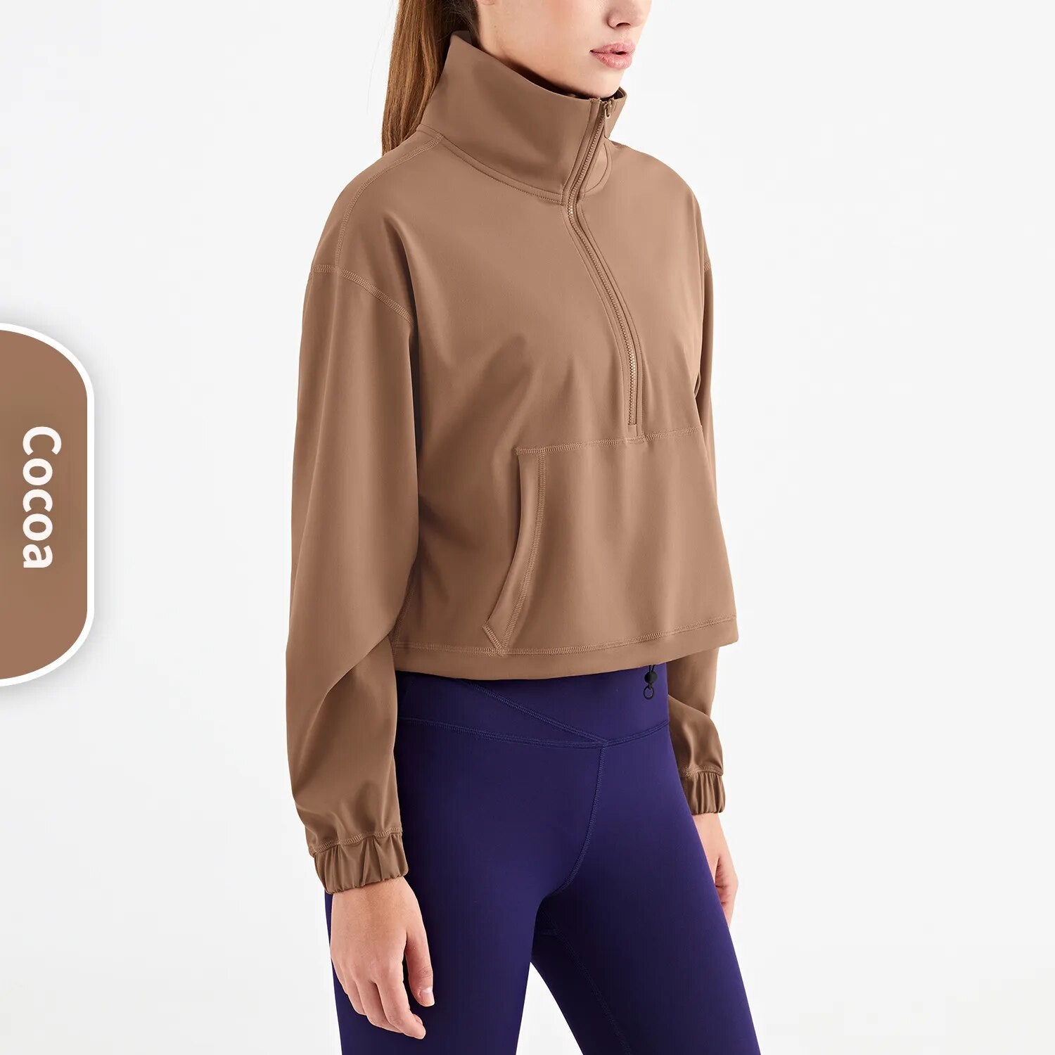 Ashore Shop- Womens-Autumn-Winter -Active-Scuba-Autumn-and-Winter-Women-s-Half-Zipper-Thickened-Thermal-Insulation-Sports-Gym-Outdoor-Sport-jacket-6b