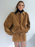 Ashore_Shop_2025_Women_s_Faux_Suede_Two_Piece_Outfit_Sets_Loose_bomber_jackets_and_mini_skirts