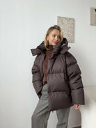 Ashore Shop Burgundy Women's Winter Warm Hooded Bubble Jacket-367
