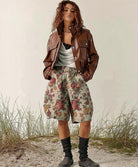 Ashore_Shop_Dark_Burgundy_Crocodile_Texture_Motorcycle_Jackets_and_Flower_Jacquard_Baggy_Shorts-3
