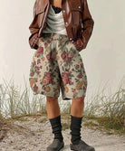 Ashore_Shop_Dark_Burgundy_Crocodile_Texture_Motorcycle_Jackets_and_Flower_Jacquard_Baggy_Shorts-6