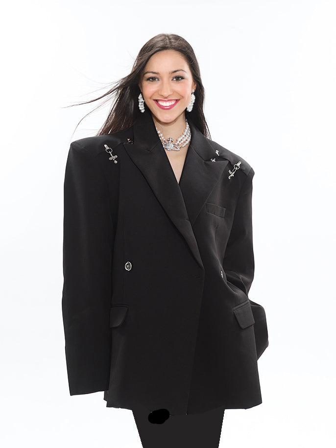 Ashore Shop Modern Women Formal wide shoulder celebrity two piece pant Suit Sets-1