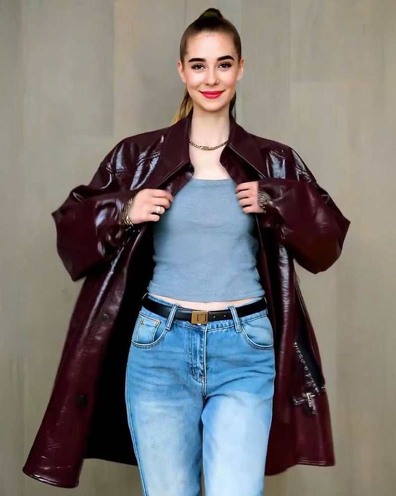 Ashore_Shop_Women_Wine_Red_Leather_Coat