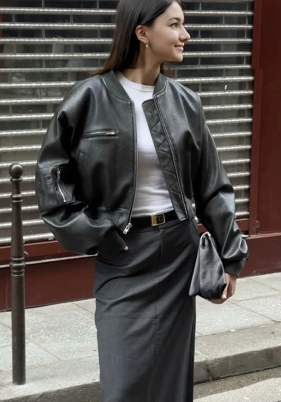 Ashore_Shop_Women_chic_modern_outfit_Short_Leather_Jacket_and_Asymmetric_Pant_Outfit-1