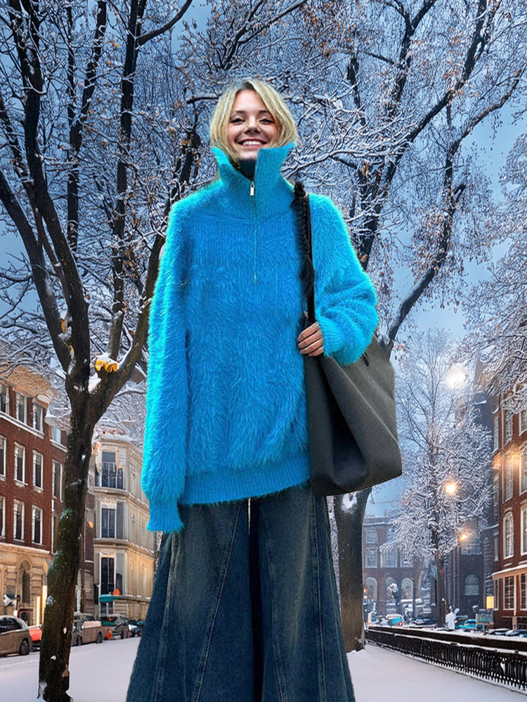 Ashore_Shop_women_s_pullover_Mohair_sweater_Zipper_opening_high_collar-2