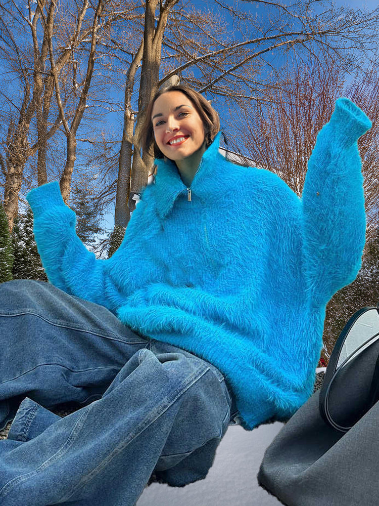 Ashore_Shop_women_s_pullover_Mohair_sweater_Zipper_opening_high_collar