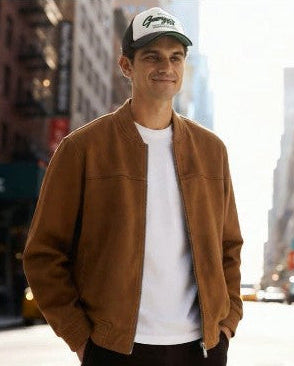 Ashore men’s classic suede jacket in Khaki navy and hunter color