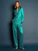 Women 2 Pieces Elegant Women's Suits Woman Loose-fit-shiny-pant-suits