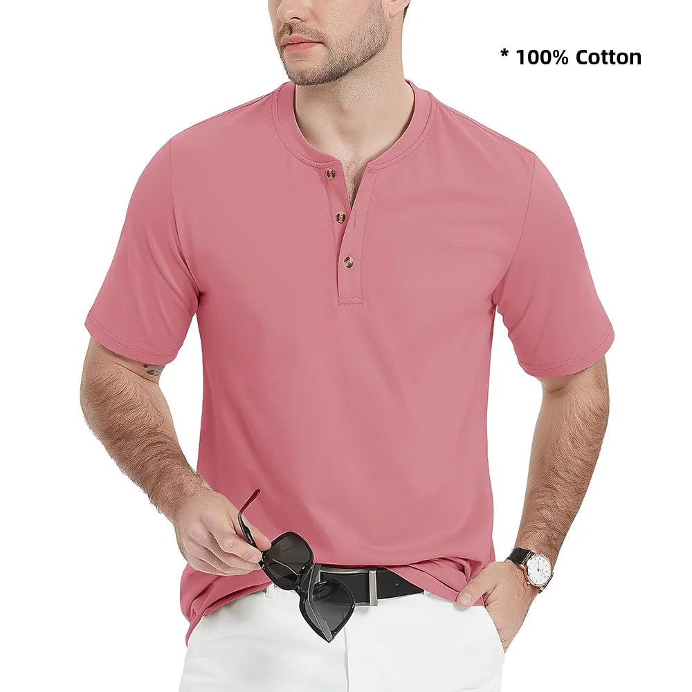 Ashoreshop-100%-Cotton-Henley-T-shirts-Mens-Casual-Henry-Collar-Short-Sleeve-T-Shirts-Summer-Tee-12