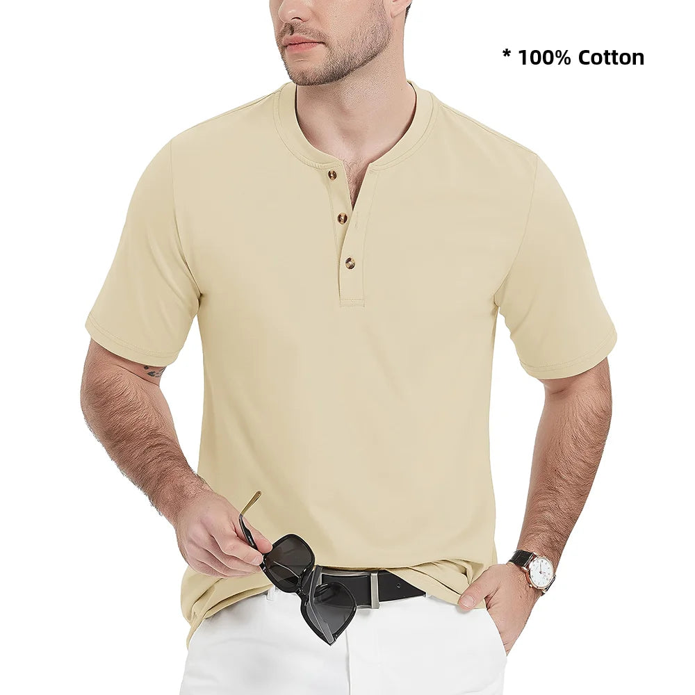 Ashoreshop-100%-Cotton-Henley-T-shirts-Mens-Casual-Henry-Collar-Short-Sleeve-T-Shirts-Summer-Tee-14