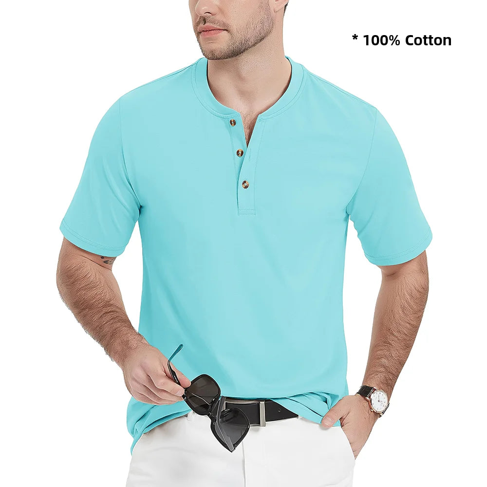 Ashoreshop-100%-Cotton-Henley-T-shirts-Mens-Casual-Henry-Collar-Short-Sleeve-T-Shirts-Summer-Tee-10a