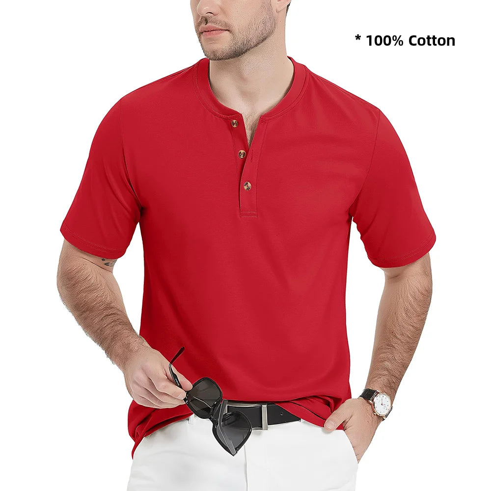 Ashoreshop-100%-Cotton-Henley-T-shirts-Mens-Casual-Henry-Collar-Short-Sleeve-T-Shirts-Summer-Tee-26a