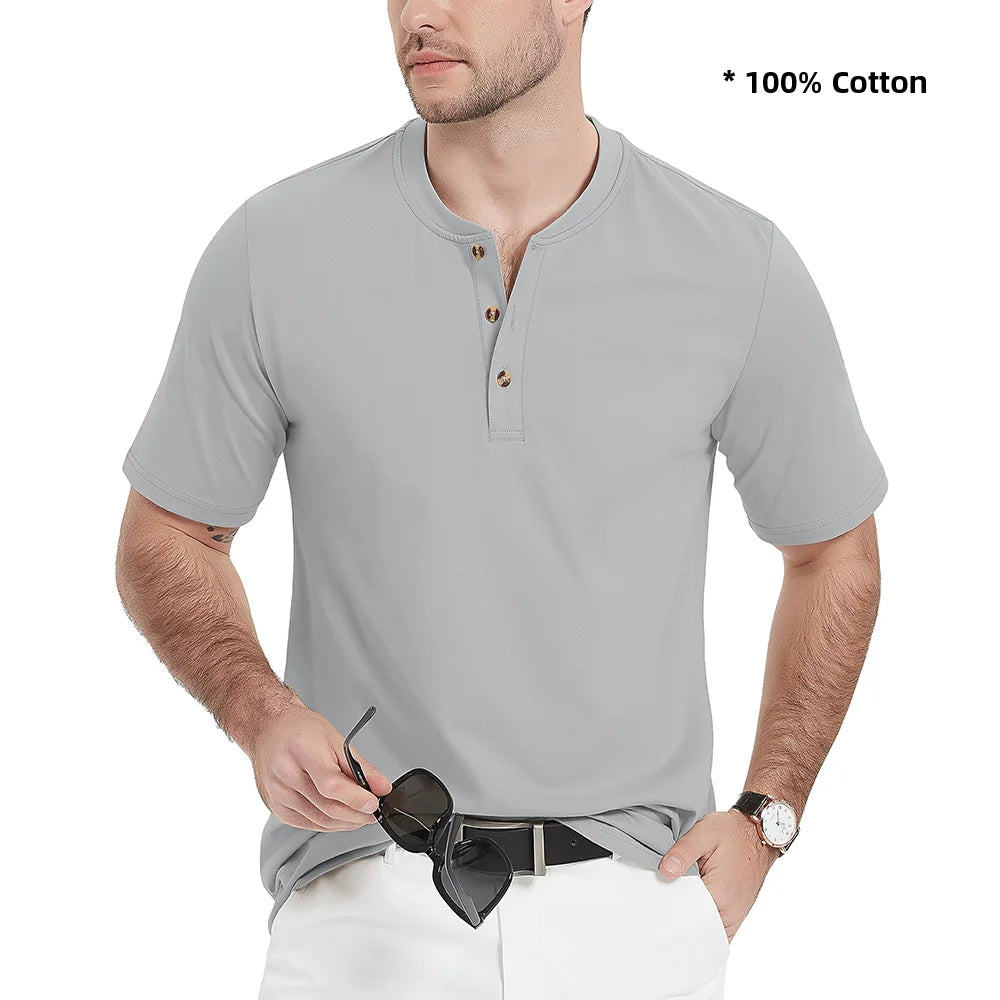 Ashoreshop-100%-Cotton-Henley-T-shirts-Mens-Casual-Henry-Collar-Short-Sleeve-T-Shirts-Summer-Tee-2