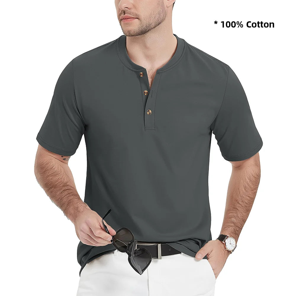 Ashoreshop-100%-Cotton-Henley-T-shirts-Mens-Casual-Henry-Collar-Short-Sleeve-T-Shirts-Summer-Tee-4
