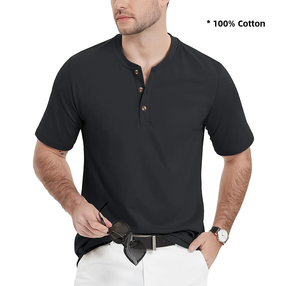 Ashoreshop-100%-Cotton-Henley-T-shirts-Mens-Casual-Henry-Collar-Short-Sleeve-T-Shirts-Summer-Tee-5