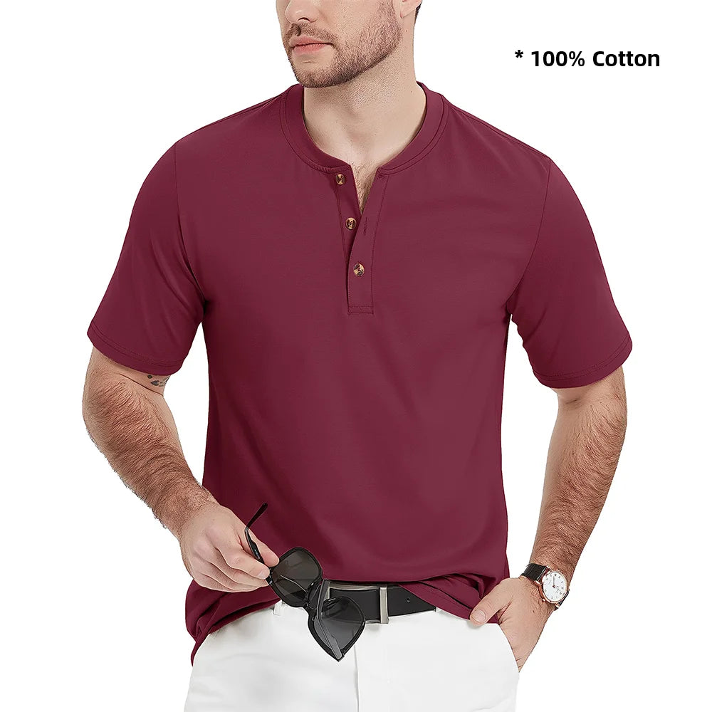 Ashoreshop-100%-Cotton-Henley-T-shirts-Mens-Casual-Henry-Collar-Short-Sleeve-T-Shirts-Summer-Tee-6