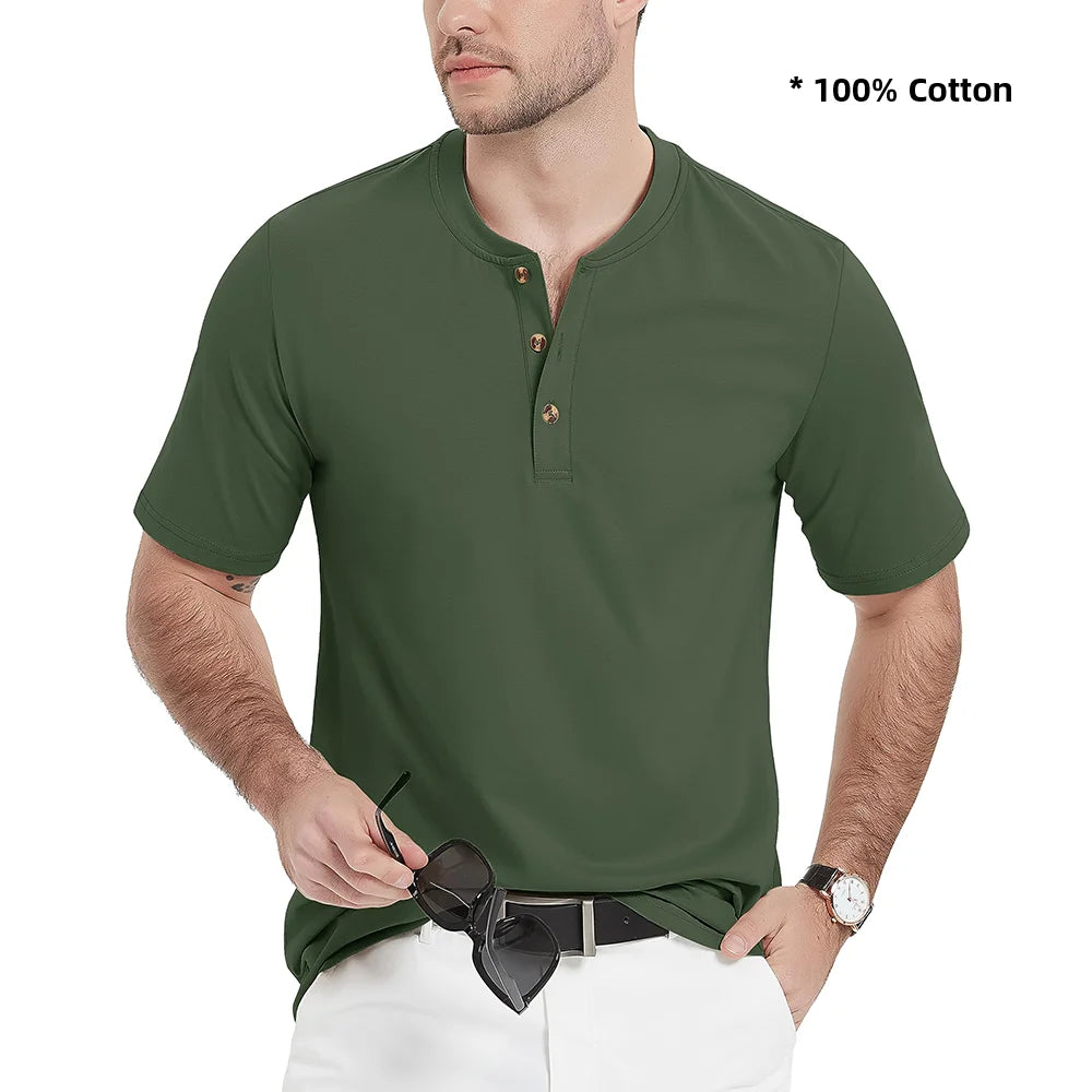 Ashoreshop-100%-Cotton-Henley-T-shirts-Mens-Casual-Henry-Collar-Short-Sleeve-T-Shirts-Summer-Tee-7