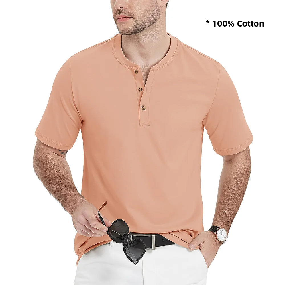 Ashoreshop-100%-Cotton-Henley-T-shirts-Mens-Casual-Henry-Collar-Short-Sleeve-T-Shirts-Summer-Tee-8