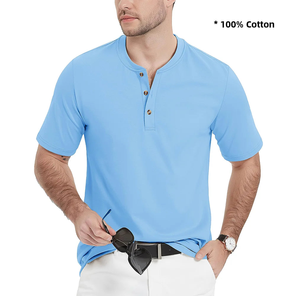 Ashoreshop-100%-Cotton-Henley-T-shirts-Mens-Casual-Henry-Collar-Short-Sleeve-T-Shirts-Summer-Tee-9