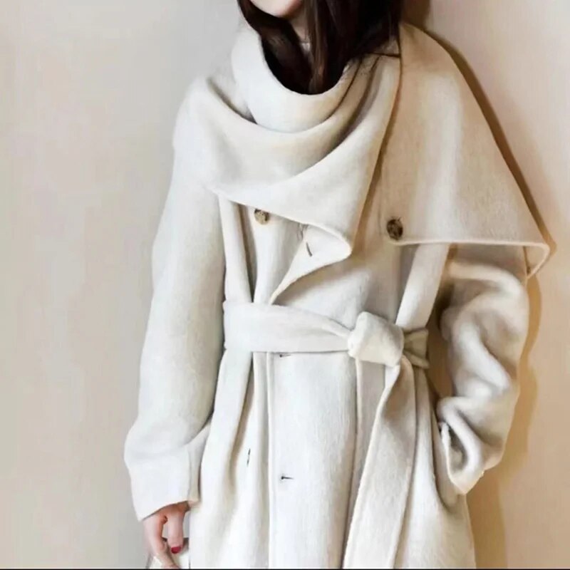 Ashoreshop-2023-Spring-And-Winter-New-Shawl-Scarf-Collar-Double-breasted-Loose-wool-coat-4